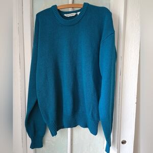 Steeple Chase Teal Knit Crewneck Sweater L